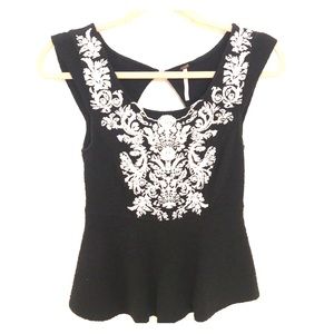 Black patterned peplum